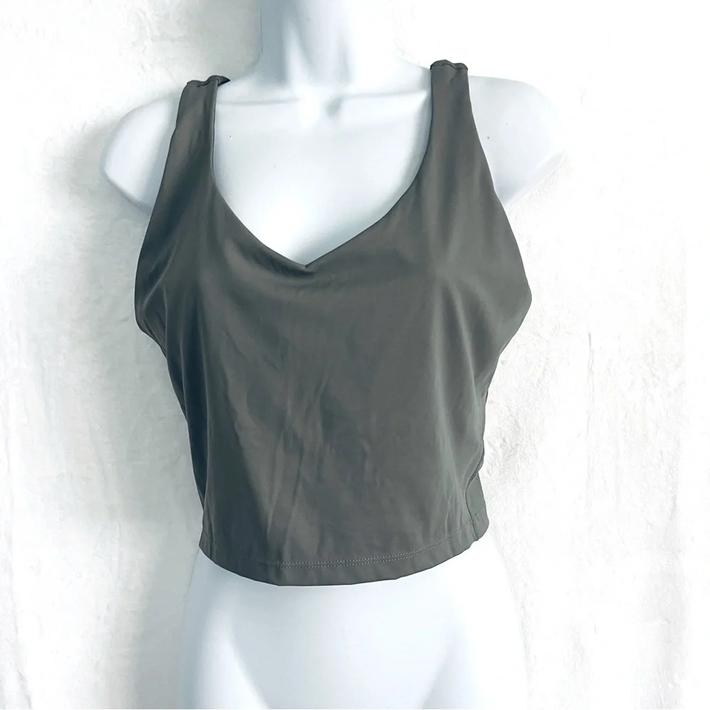 Olive Green Longline Athletic Tank Top